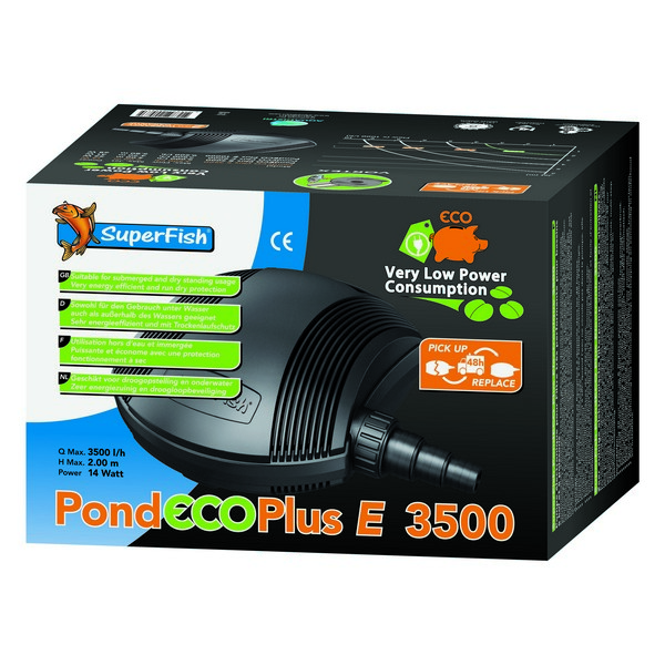 SuperFish Pond Eco Plus E 3500 3500L/H 14w goYo Pets Pond Pump Filter